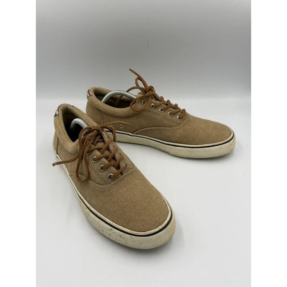 Sperry Men's Striper II CVO Canvas Hemp Sneakers Men's Size 10 Taupe Lace Up